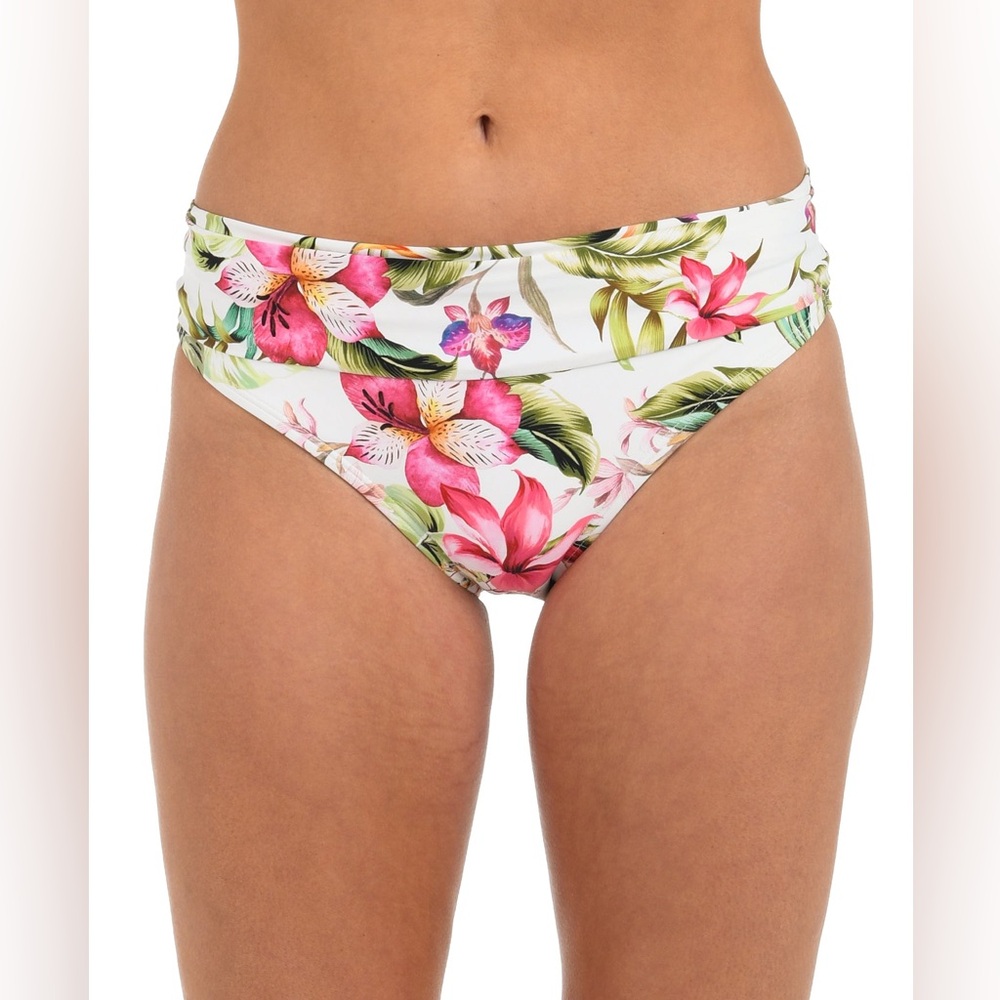 La Blanca NWT Polynesian Paradise Shirred Band Hipster Swim Bottom Womens Sz 14